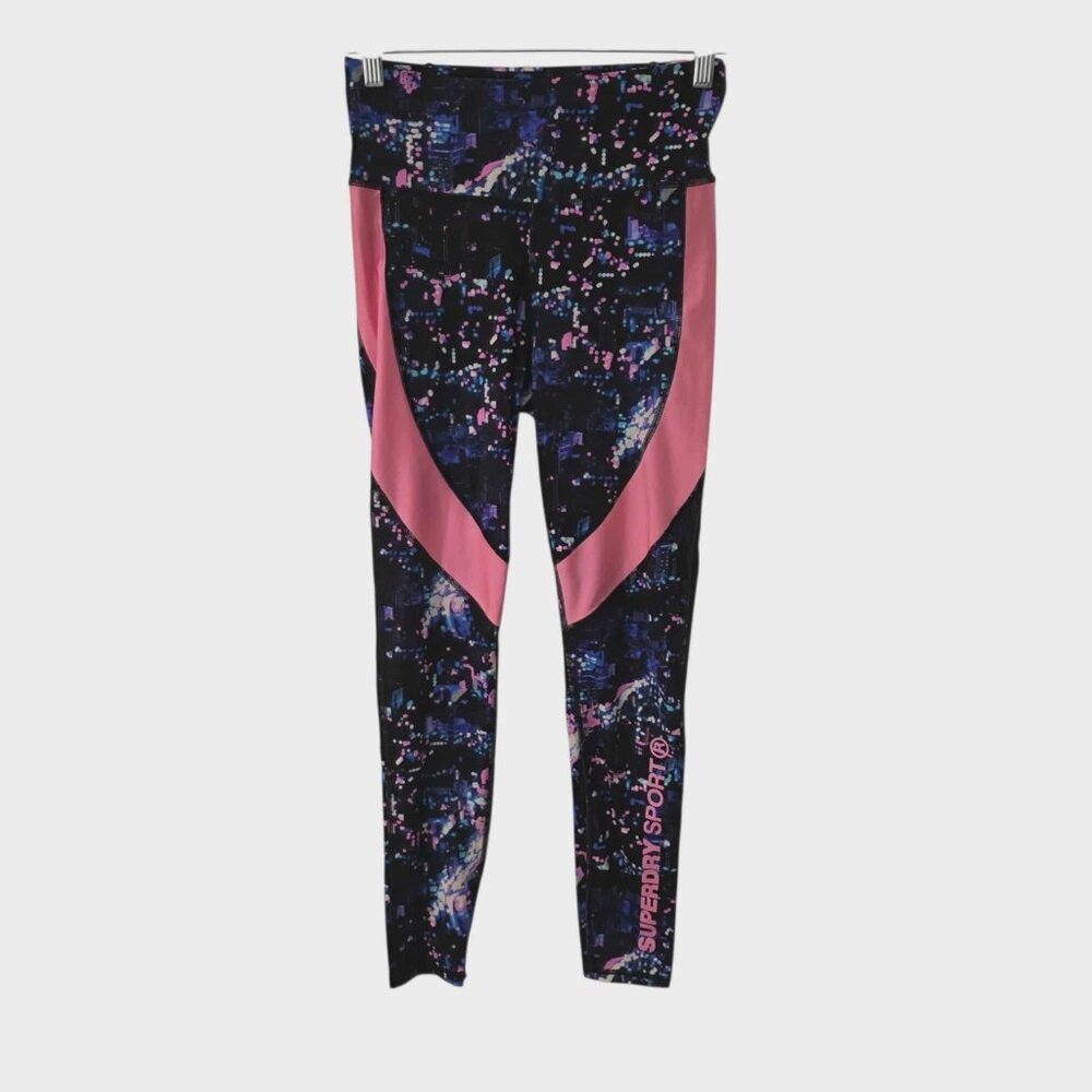 SuperDry Sport Leggings‎ Yoga Pants Gym Running Pockets Bright Multicolor 6 NEW